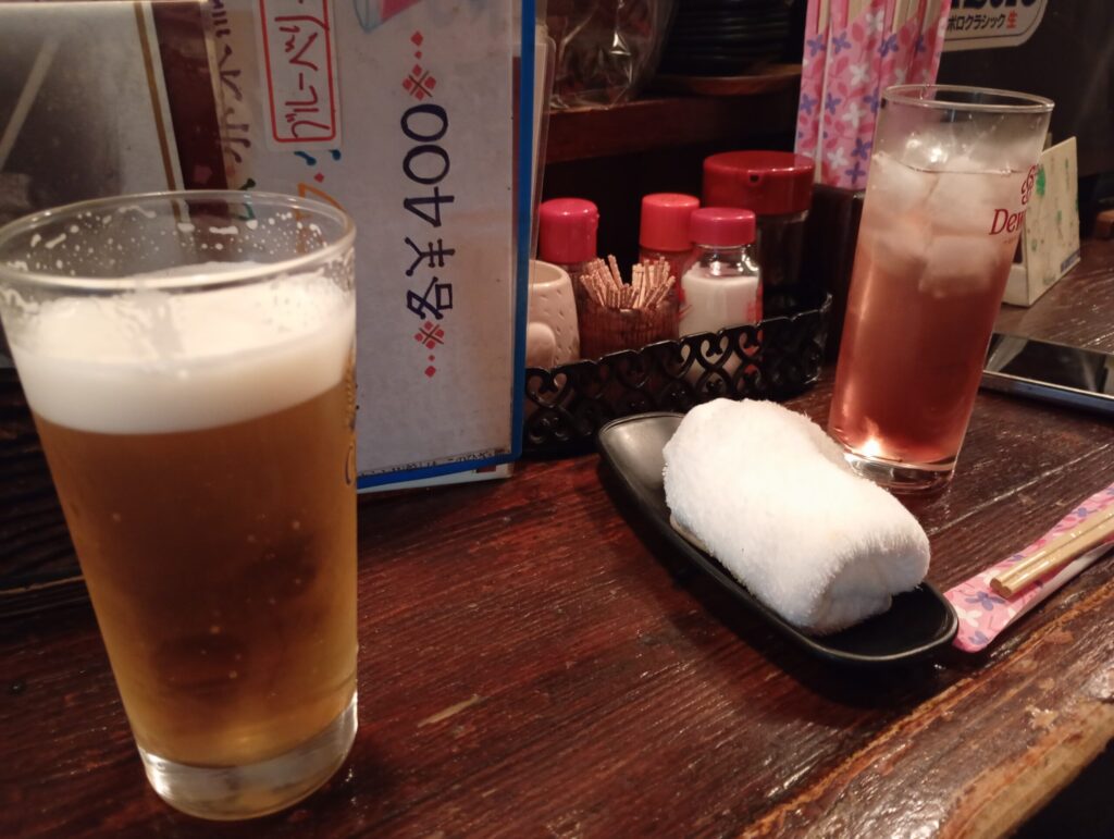 ビールと赤しそチューハイ