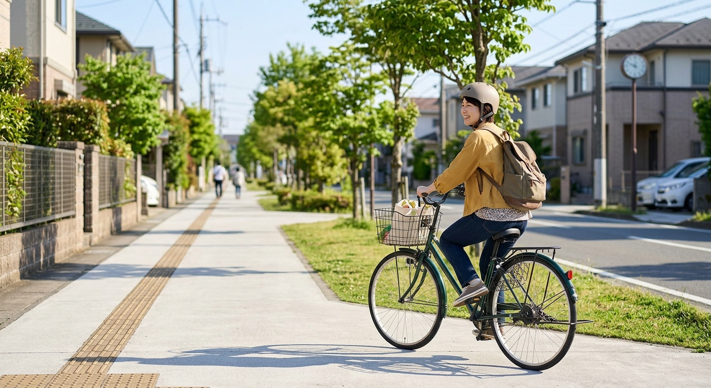 歩道を走る自転車