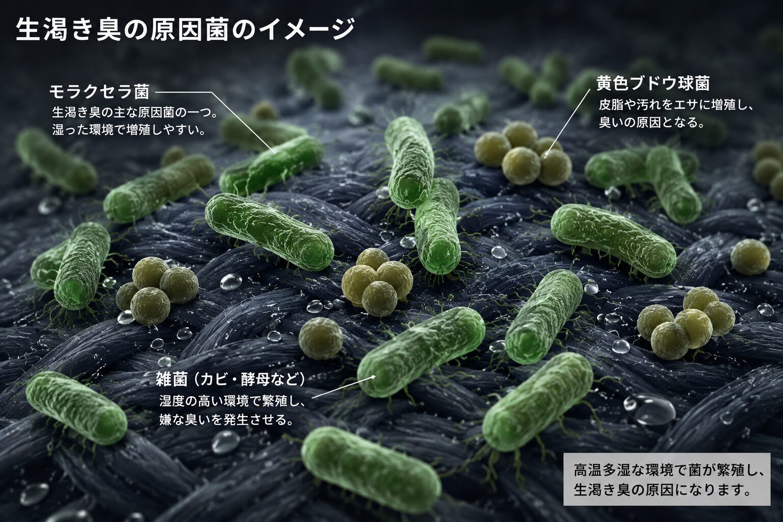 生渇き臭の原因菌のイメージ図